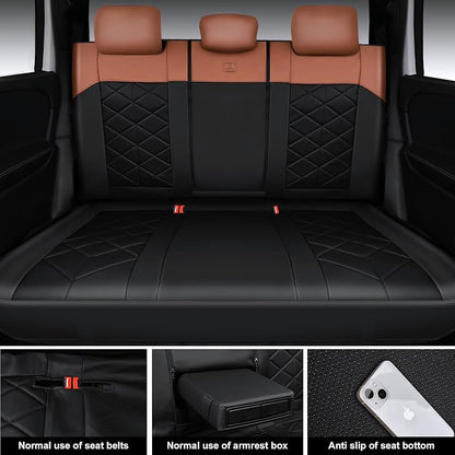 CAR PASS Memory Foam Leather Seat Covers Full Set, Breathable Perforated Nappa Leather Seat Covers Universal Fit for Cars,SUV,Truck Seat Covers Thick 3D Foam Comfortable, Airbag Compatible Black Brown