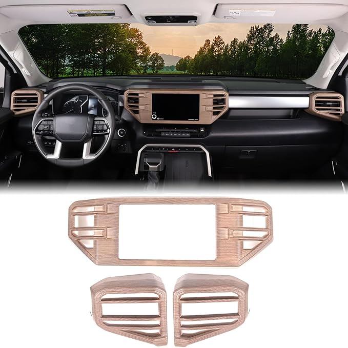 Car Center Console Air Conditioning Outlet Trim Cover Kit Compatible with Toyota Tundra/Sequoia 2022-2026, ABS Dashboard Side A/C Vent Panel Decorative Frame Protector Accessories, For 8-inch Screen