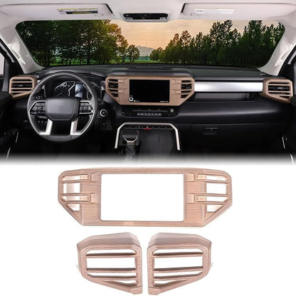 Car Center Console Air Conditioning Outlet Trim Cover Kit Compatible with Toyota Tundra/Sequoia 2022-2026, ABS Dashboard Side A/C Vent Panel Decorative Frame Protector Accessories, For 8-inch Screen
