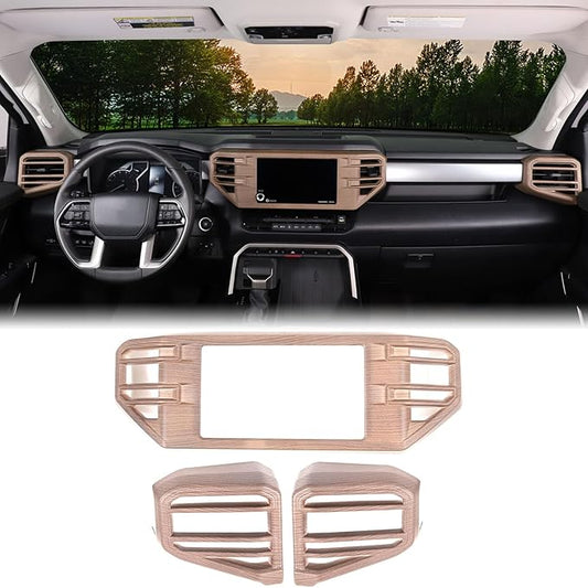 Car Center Console Air Conditioning Outlet Trim Cover Kit Compatible with Toyota Tundra/Sequoia 2022-2026, ABS Dashboard Side A/C Vent Panel Decorative Frame Protector Accessories, For 8-inch Screen