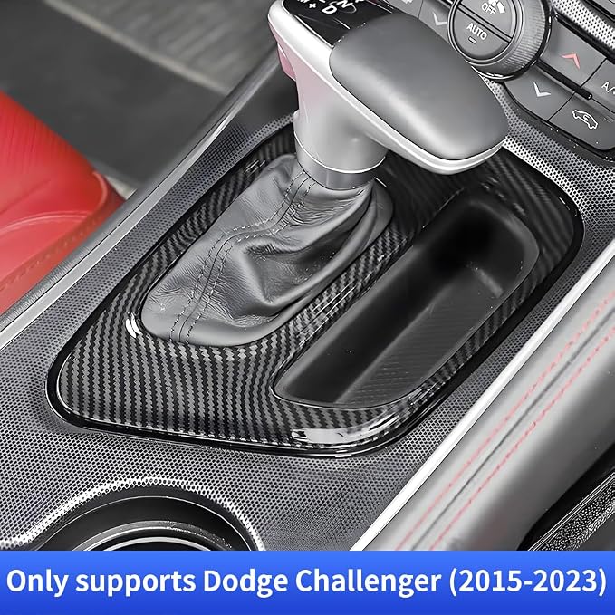 Car Central Control Gear Shift Panel Trim Cover for Dodge Challenger 2015 2016 2017 2018 2019 2020 2021 2022 2023 Auto Interior Decorations Accessories Center Console Carbon Fiber Style Kit