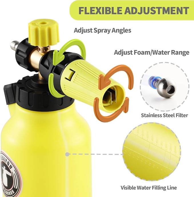 REALYOU Foam Cannon Kit with Pressure Washer Gun, Car Wash Foam Gun, 5 Pressure Washer Nozzle Tips, Dual-Connector Accessory
