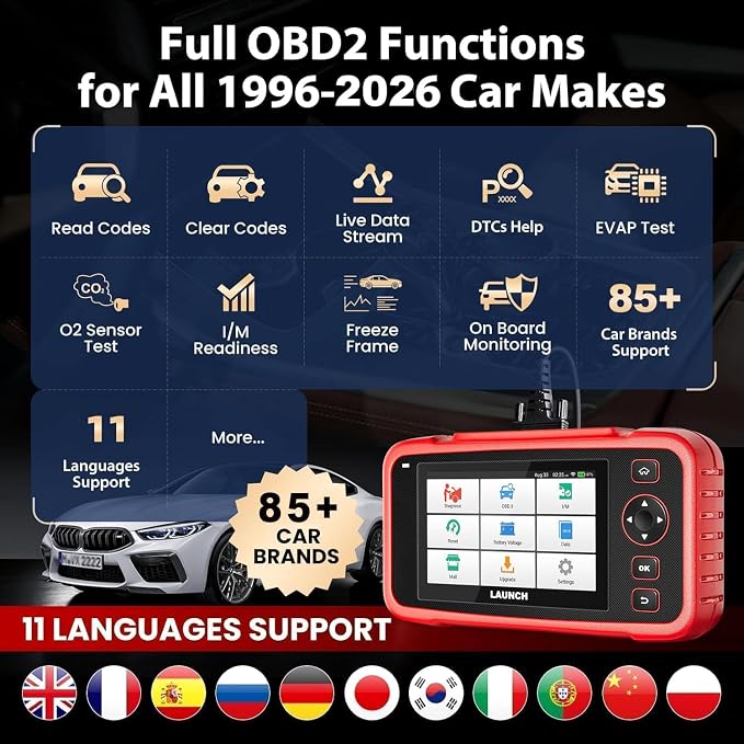 Launch OBD2 Scanner CRP123I V2.0,Scan Tool Upgrade of CRP123E/CRP129E for ABS/SRS/AT/ENG, FCA SGW, 7 Reset Services, Oil/Brake/BMS/SAS/DPF/ABS Bleeding/Throttle Adaption, Free Lifetime Upgrade