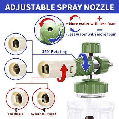 Selkie Foam Cannon with Double Tip Attachment,Adjustable Pressure Washer Foam Blaster with with Dual-Connector Accessory,5 Power Washer Sprayer Nozzles, 1/4" Quick Connect, 3600 PSI