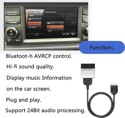 Car Bl Music Adapter Interface Cable Compatible with Ran ge Rover, LAN d Rover LR4, Jagua r XF XKR XK XKR XKR