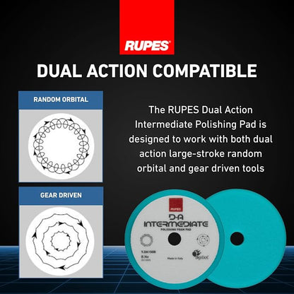 RUPES 9.DA150B Pack of 24 Light Blue D-A Intermediate Foam Polishing Pads 150mm | Ideal for Paint Correction & Gloss Enhancement | Improves Cutting Performance | Compatible with 5" Backing Plate