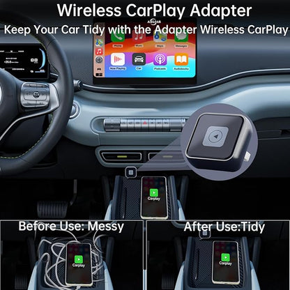 Wireless Carplay Adapter(2025 Upgrade), Plug and Play, Convert Wired to Wireless Bluetooth Carplay Adapter for iPhone - No Latency -Mini Size