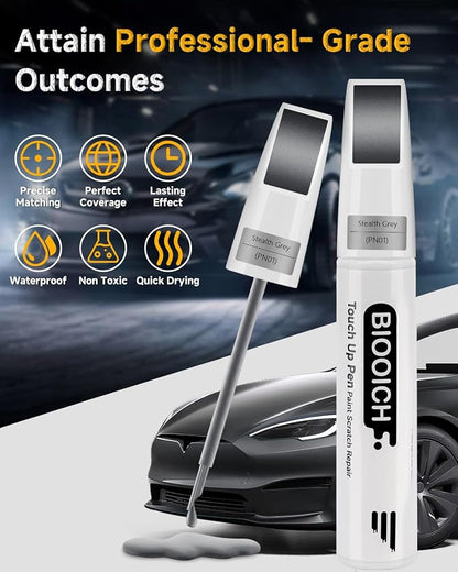 Touch Up Paint Pen Exact Color Match Car Chip and Scratch Repair (for Tesla, Stealth Grey(PN01))