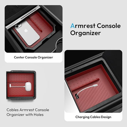 XINTUO Tesla Model Y Juniper 2025 2026 & Model 3 Highland 2024 2026 Center Console Organizer Tray [Slide Smoothly + Easy Installation] Cup Holder for Tesla Model Y Juniper Accessories