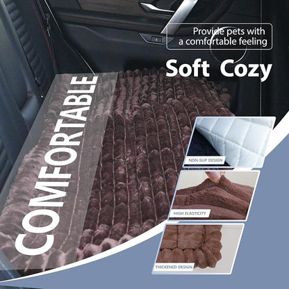 Dog Car Seat Waterproof Bed Cover Non-Slip Car Back Seat Soft and Comfortabl Pet Bed Mat Car Blanket for Travel Backseat Extender Seat Covers Dog Bed for Cars Trucks and SUVs (Dark Brown 23.6” x 51”)