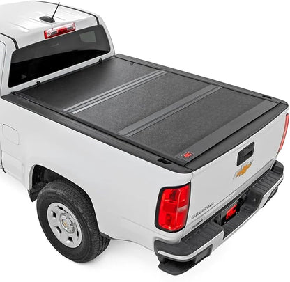 Rough Country Hard Low-Profile Tri-Fold Tonneau Cover for Chevy Colorado & GMC Canyon (2015-2026) - Low-Profile Aluminum Truck Bed Cover, Fits 6' Bed