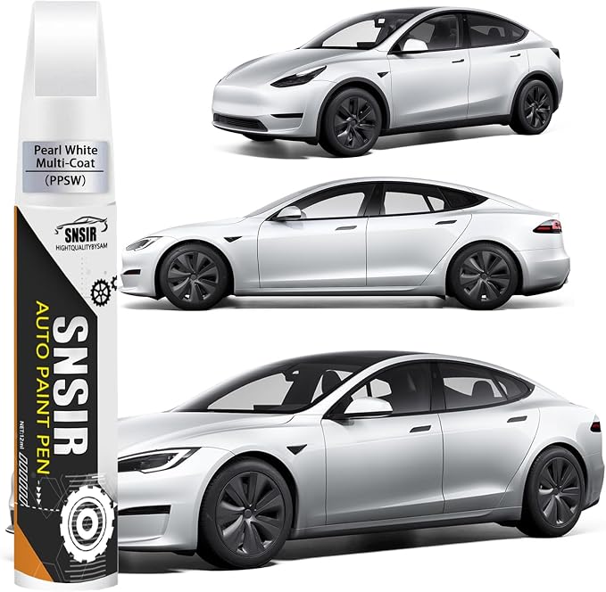 Car Touch up Paint(Pearl White Multi-Coat(PPSW)) Compatible with Tesla Model Y/3/X/S, Car Paint Pen Scratch Repair Two-In-One Touch Up Paint, Premium Car Scratch Remover for Deep Scratches