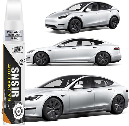 Car Touch up Paint(Pearl White Multi-Coat(PPSW)) Compatible with Tesla Model Y/3/X/S, Car Paint Pen Scratch Repair Two-In-One Touch Up Paint, Premium Car Scratch Remover for Deep Scratches