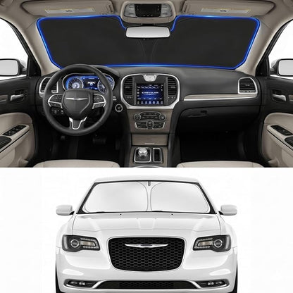 Custom Fit Windshield Sun Shade for Chrysler 300 300C 2011-2026 | Custom Fit Windshield Cover, Blocks UV Rays, Double-Layer Heat Shield, Durable Frame, Easy Fold & Storage