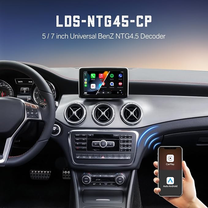 Wireless CarPlay & Android Auto Retrofit Kit Decoder for Mercedes Benz A/B/C/E/GLK/GLA/GLC/GLS/ML/GL/SLK/V Class 2011–2015 with NTG4.5/4.7 System, Supports Original Knob Control & Camera