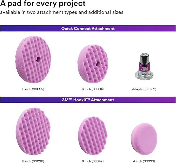 3M Perfect It 1 Step Foam Finishing Pad, 33034, Quick Connect, Surface Buffing, Collision Repair, High Gloss Polish, 6 in