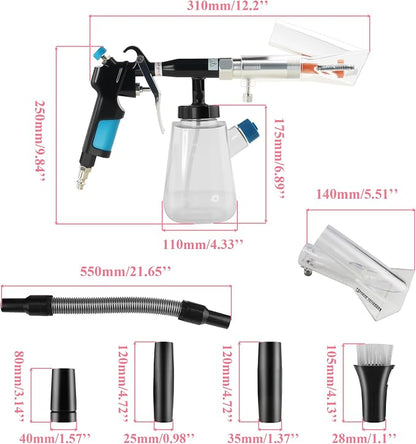 3IN1 Car Cleaning Kit, High Pressure Foam Cleaning Gun, Extractor Vacuum Set, Multi-Purpose Cleaning Gun Detachable Sprinkler Head for Automotive Detailing, Carpet, Upholstery, Surface Cleaning