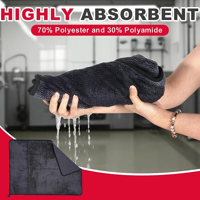 Microfiber Cleaning Cloth, 36"x 24" Extra Large Microfiber Towels, Ultra Absorbent Car Washing Towels, Reusable Lint Free Streak Free Cleaning Rags for Car, Kitchen, and Window, 1300 Washes