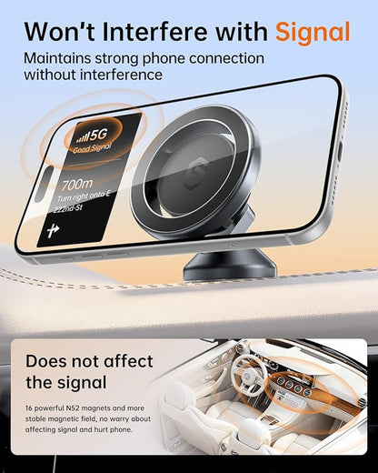 SYNCWIRE MagSafe Car Mount, Magnetic Car Phone Holder for Car Dashboard, 360° Rotating Strong Magnet Phone Mount with 3M VHB Adhesive, Compatible with iPhone 17/16/15/14/13/12 & MagSafe Cases