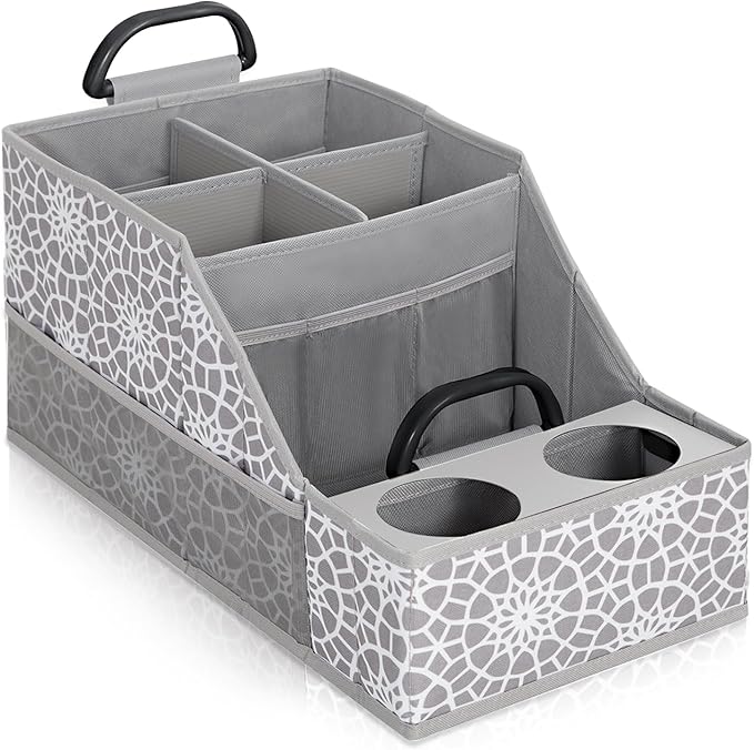 MULISOFT Car Seat Organizer- Backseat Car Organizer with 12 Storages Compartments and 2 Cup Holders, Organizers and Storage, Front Seat for Travel Kids,Gray