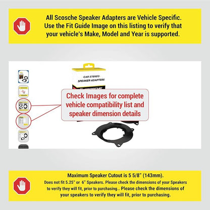Scosche SAT69 6X9" to 6.5-6.75” Speaker Adapters Compatible with Select 2003-22 Lexus and Toyota Vehicles - 6 1/2" to 6 3/4" Adapter for Car Door Speakers - Sold in Pairs - See Image for Vehicle List