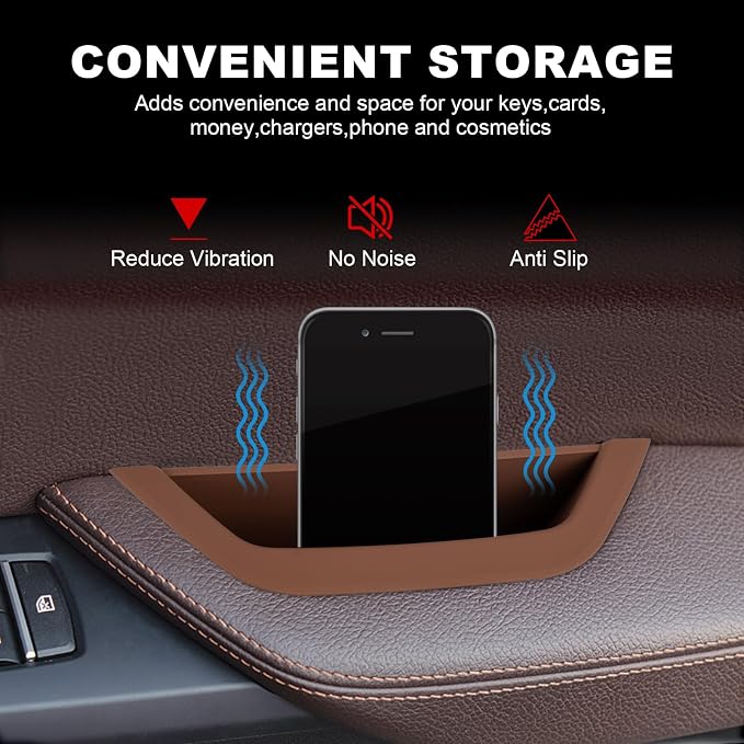 Brown Driver Side Door Armrest Handle Storage Compartment Compatible for BMW X3 F25 2010-2016 X4 F26 2014-2017 Cover Door Container Storage Box Door Armrest Cover