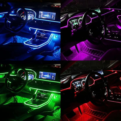 USB Car LED Lights, Interior Car Lights Strip with APP and RF Remote Control, 2 in 1 Ambient Lighting with 157 inches Fiber Optic Music Sync Simple Installation EL Wire Lights (2 in 1/157 inches)