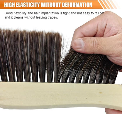 Wooden Auto Interior Dust Brush, Long Handle Car Detailing Brush, Multipurpose Automotive Soft Duster for Dashboard, Workshop, Air Vent, Skylight (Curved Handle)