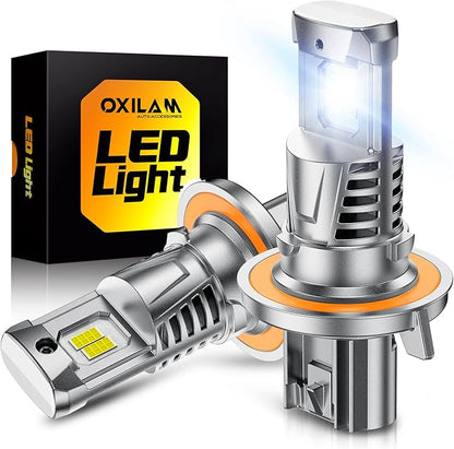 OXILAM 9008/H13 LED Bulb, 1000% Super Bright Driving Lights, 5 Min Quick Install, 60000H Lifespan, No Flicker, 99% Compatibility, Pack of 2