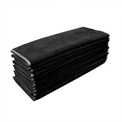 Detailer's Preference Large 320 GSM Microfiber Towels for Car Detailing, Washing, Drying, Ultra Soft Terry Weave, Scratch-Free, Lint-Free, Multi-Surface, Reusable, 16x24 Inch, 12-Pack, Black