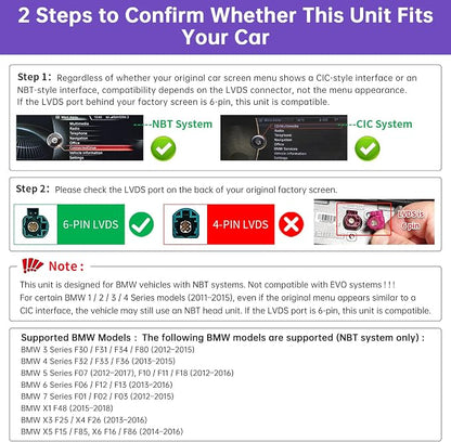 Wireless CarPlay Retrofit Kit Decoder Compatible with BMW 1/2/3/4/5/6/7/X1/X3/X4/X5/X6 (2012–2016), for NBT System, Supports Android Auto, Mirror Link, Reverse Camera