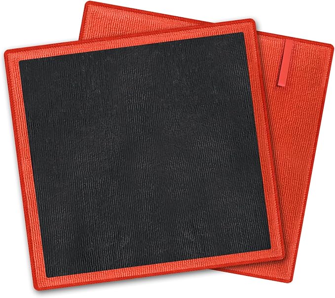 2 Pack Clay Bar Towels Auto Detailing, Fine Grade Microfiber Chamois Towel for Car DIY Detail (Red)