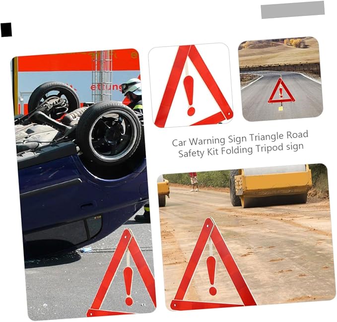 FAVOMOTO 4pcs Car Safety Triangle Kit Folding Reflective Warning Signs Tripods for Roadside Assistance Suitable for Vehicles Work Trucks Road Construction
