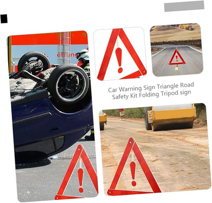 FAVOMOTO 4pcs Car Safety Triangle Kit Folding Reflective Warning Signs Tripods for Roadside Assistance Suitable for Vehicles Work Trucks Road Construction