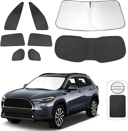 TINGLU Window Shades for Toyota Corolla Cross 2022-2025 2026(Not for Corolla) Accessories Car Side Full Windows Rear Triangular Windshield Sun Shade Sun UV Rays & Privacy Protection for Camping 8PCS