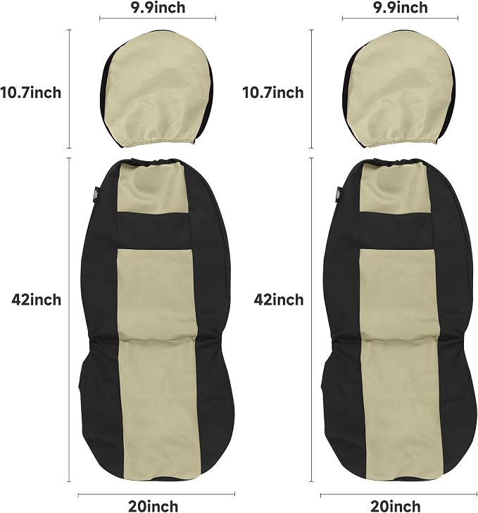 VarCozy Seat Covers for Car Front Pair, Breathable Cloth Front Car Seat Covers, Universal Cloth Seat Covers for SUV Sedan Van, Automotive Interior Covers, Airbag Compatible
