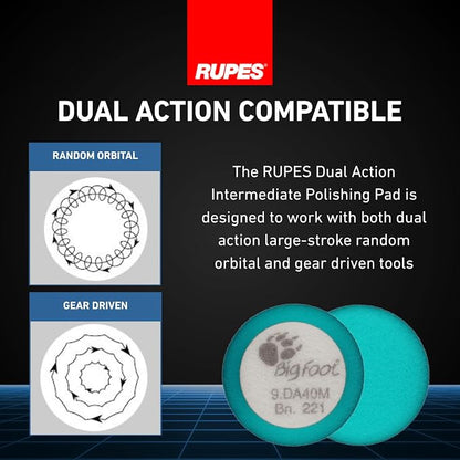 RUPES 40mm Pack of 6 Light Blue D-A Intermediate Foam Polishing Pads | Ideal for Mild to Severe Paint Correction | Improves Finish Performance | Compatible with 1.5" Backing Plate