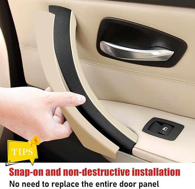 Compatible with BMW 3 Series Door Handle Covers E90/E91/E92/E93 2004-2011,6PCS Left and Right Passenger Interior Door Pull Handle Set for BMW 318i,320i,323i,325i,328i,330i,335i(Beige)