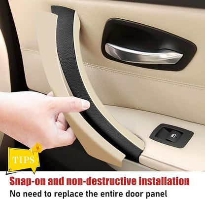 Compatible with BMW 3 Series Door Handle Covers E90/E91/E92/E93 2004-2011,6PCS Left and Right Passenger Interior Door Pull Handle Set for BMW 318i,320i,323i,325i,328i,330i,335i(Beige)
