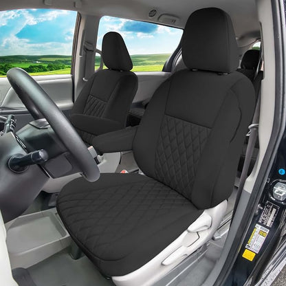 FH Group Custom Fit Car Seat Covers Specifically Made for Toyota Sienna 2011-2020, Car Seat Cover Full Set, 8 Seater Automotive Seat Covers in Black Neoprene, Waterproof and Washable Seat Covers