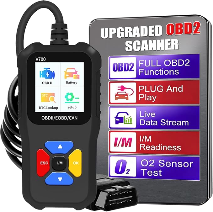 Professional OBD2 Scanner Elite Edition - Car Diagnostic Tool for All OBD2 Vehicles, Reads/Clears Check Engine Light Codes, DTC Search, Live Data, Compatible with EOBD, CAN & OBDII Protocols