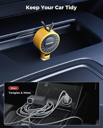 SUPERONE 3-in-1 Car Charger with Retractable Cords, USB C Charger Car Adapter Compatible with iPhone 17/16/15/14/13/12 Pro Max Samsung Android Phones