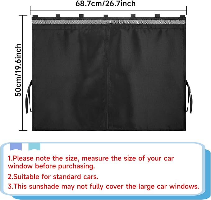 Car Window Shades, 2 Pack Car Sun Shade for Baby, Double Layer & Fully Open, Magnetic Back Window Curtain, Sun Shade Covers Privacy Screen