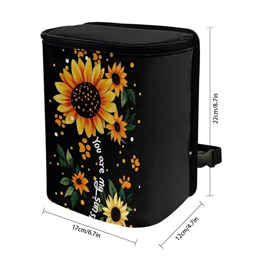 BIGCARJOB Sunflower Car Garbage Can Hanging Cute Dog Paw Trash Bag for Back Seat Auto Interior Storage Bags Car Trash Interior Accessories for Womens