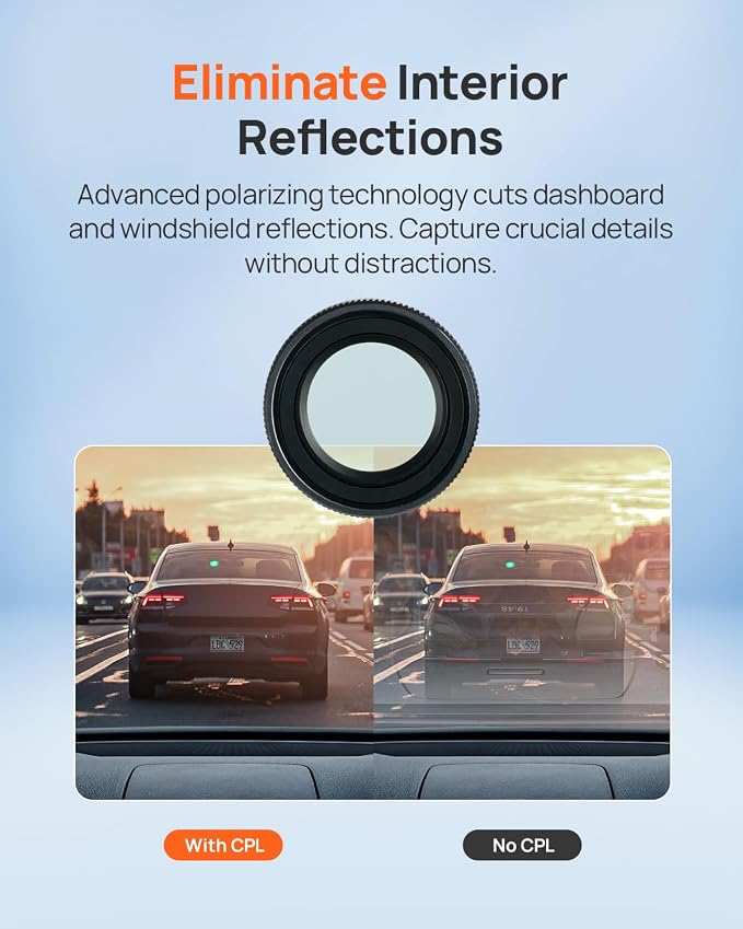 70mai Magnetic CPL Filter for 4K Omni X800 Dash Cam - Anti-Glare Polarizing Lens with Snap-On Design, Scratch-Resistant & Enhance Clarity (for X800 Only)