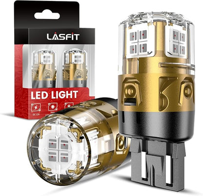 LASFIT 7443 LED Brake Tail Light Bulb, Super Bright 7444NA 7443R 7444 7440 7440A for Stop Parking Lights, W21W WY21W 992, Not for Trucks, Red (2pcs)