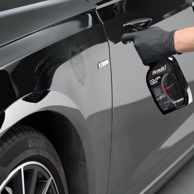 Formula 1 Color Wax Spray for Black Cars, Gives Ceramic Water Beading Protection and Ultimate Shiny Finish, Fills Minor Scratches with Color-Match Pigment, 23 oz
