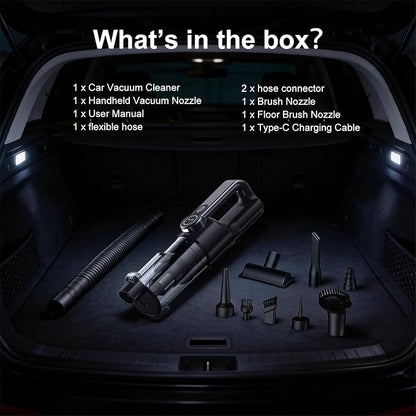 Handheld Vacuum Cordless 2-in-1, 25000PA Powerful Suction Car Vacuum & Blower, Portable Rechargeable Mini Vacuum 80000RPM, 38Min Runtime USB-C for Car Home Office. (Black)
