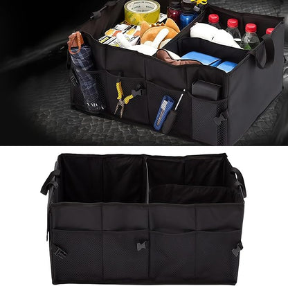Car Trunk Organizer – Collapsible Multi Compartment Storage Box, Adjustable Automotive Storage Bin for SUV Sedan Truck