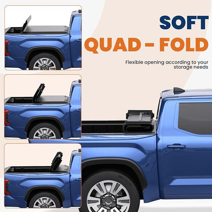 KUIPERAUTO 6FT Quad Soft Truck Bed Tonneau Cover Compatible for 2024 2025 Toyota Tacoma (Excludes Trail Special Edition Storage Boxes)